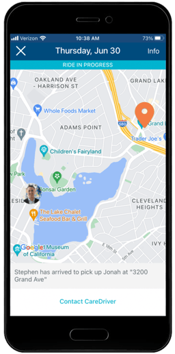 HopSkipDrive app ride transparency for caregivers